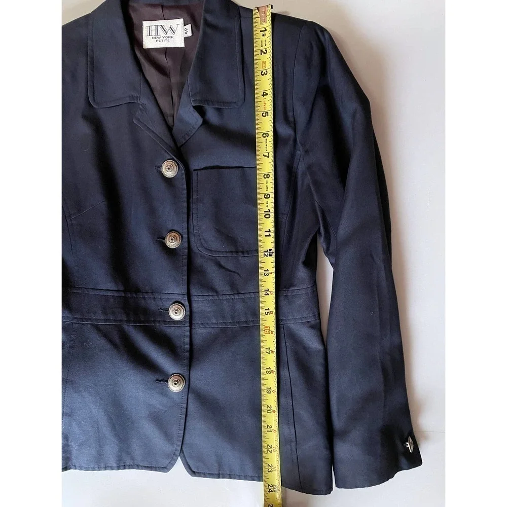 Hw New York Tailored Navy Blazer Size 4 Petite